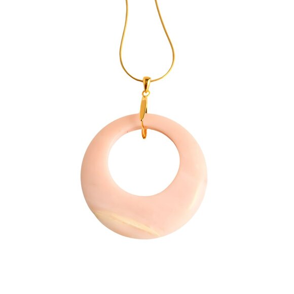 Pink Opal Necklace | Australian Opal Pendant | 14k Gold Plated s925 | Handmade - Picture 2 of 6